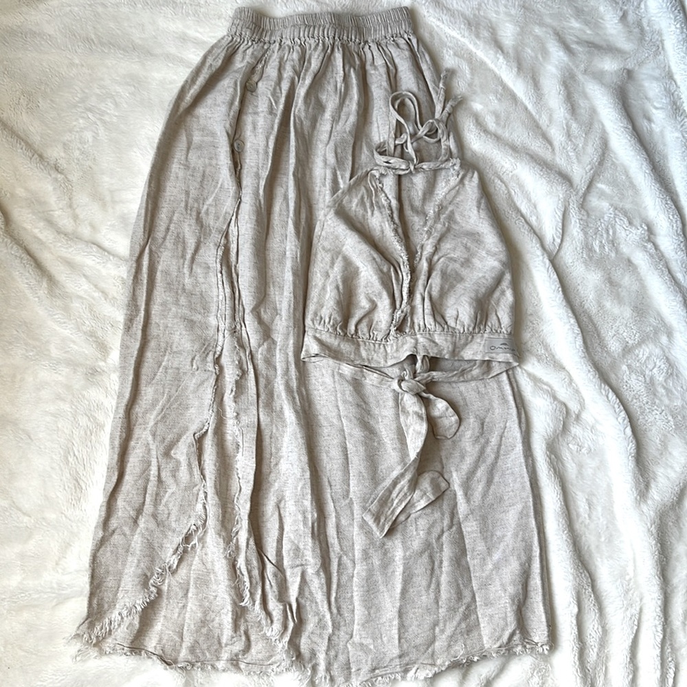 Linen Halter & Skirt Set